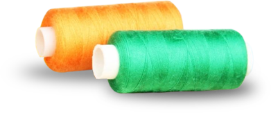 Two spools of thread are shown in a close up.