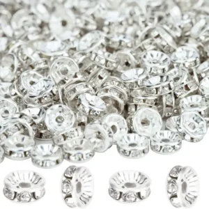 A close up of many small clear beads